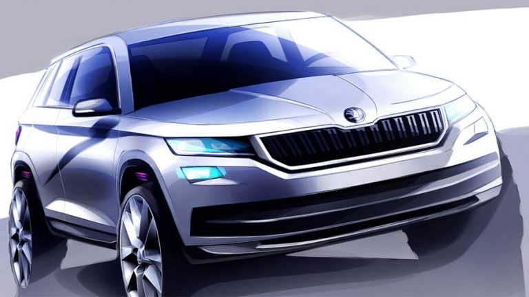 Skoda muestra los primeros bocetos de su Kodiaq, que será presentado en septiembre.