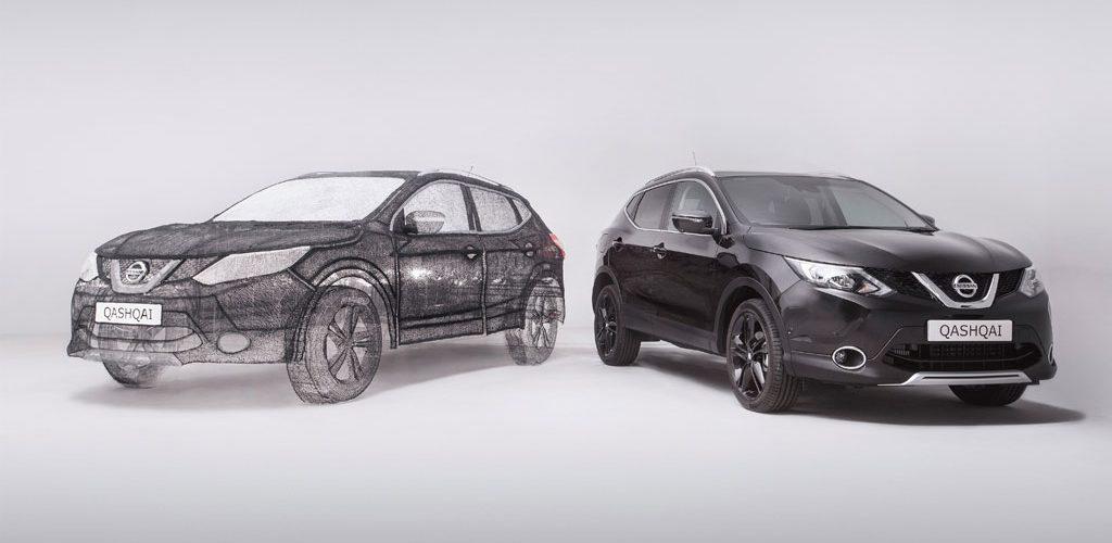 Nissan crea una réplica del Qashqai Black Edition utilizando la tecnología de grabado 3D.