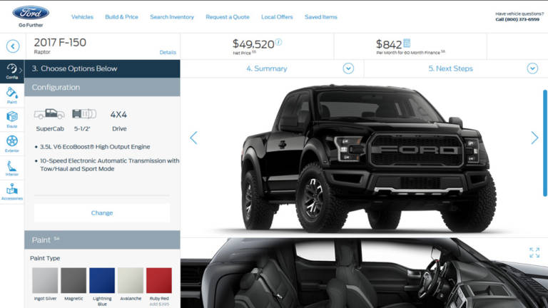 Configurador Ford F-150 Raptor 2017