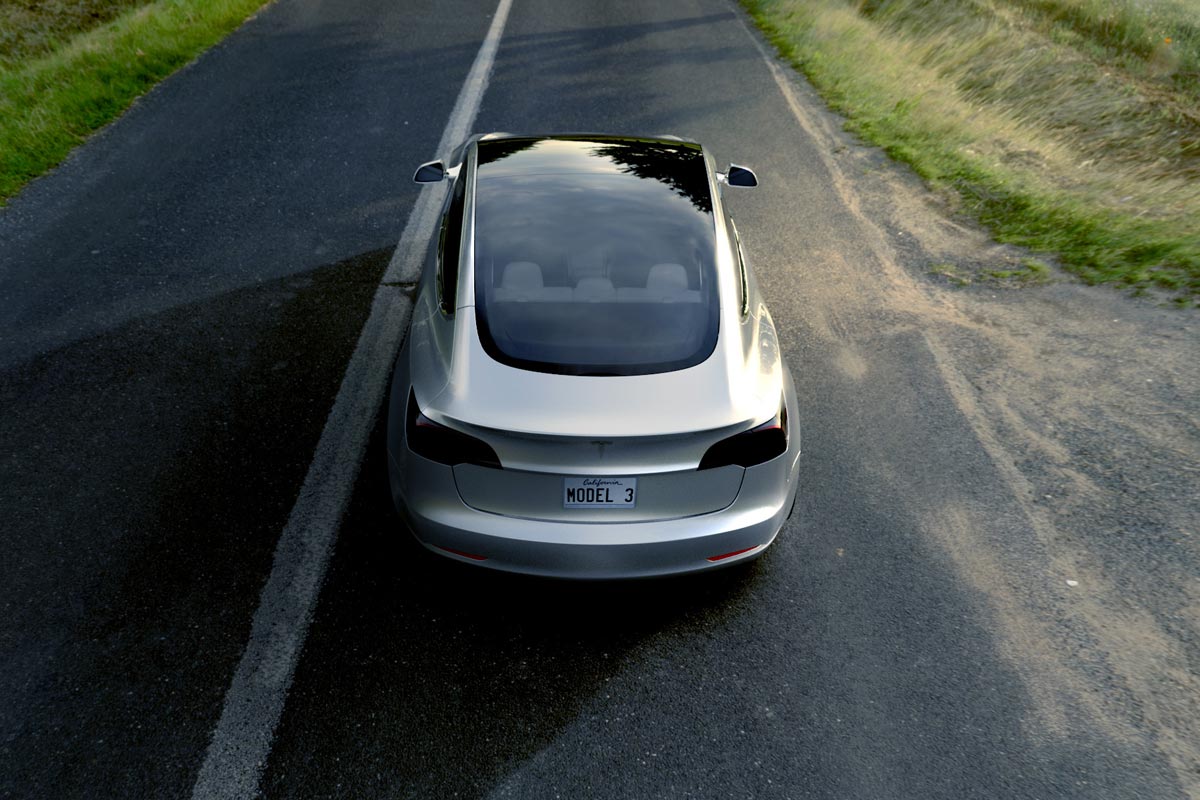 Tesla Model 3 desde arriba