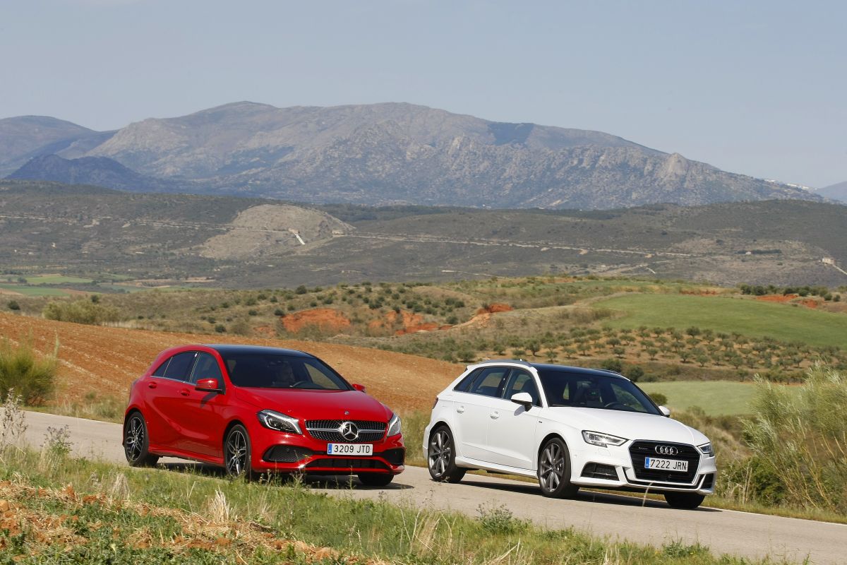 Audi A3 Sportback 2.0 TDI 150 CV o Mercedes Clase A 200 D en curva