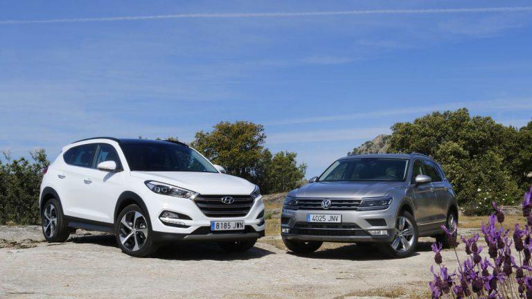 Hyundai Tucson 2.0 CRDI 136 CV o Volkswagen Tiguan 2.0 TDI 150 CV. Frontales