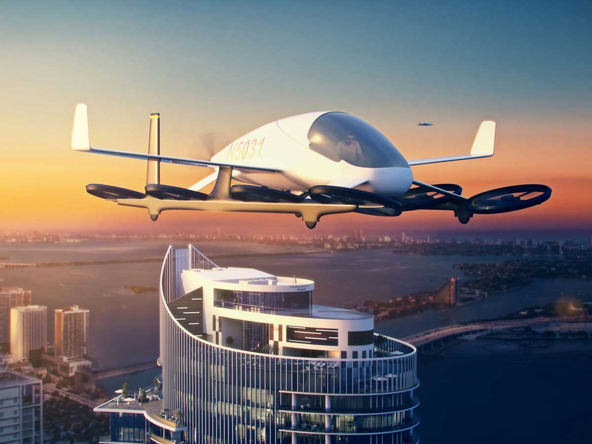 Azotea y aparcamiento para coches voladores