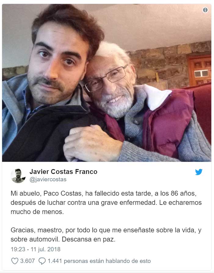 Facelle el periodista Paco Costas, pionero en seguridad vial