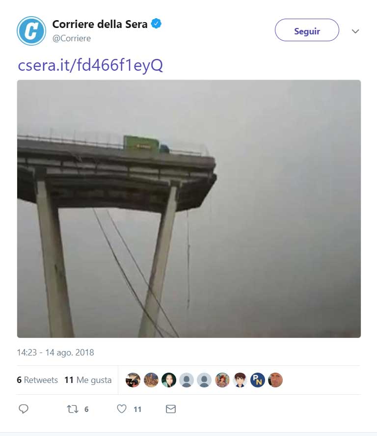 Se derrumba el puente de una autovía en Génova